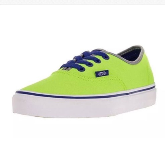 Vans Authentic Brite Neon Green Blue Shoes - Picture 3 of 6